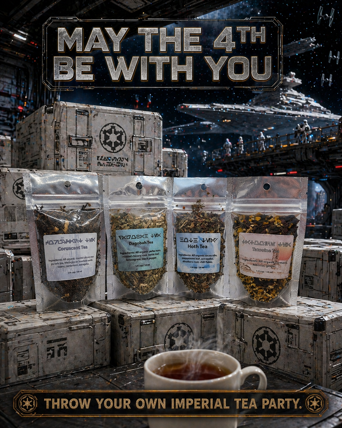 Star Wars Tea Set – 4 Galactic Organic Loose Leaf Blends with Optional 3D Printed Box