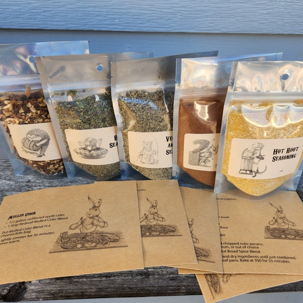 Redwall Inspired Spice Set – 5 Fantasy Cooking Blends with Recipe Cards & 3D Barrel