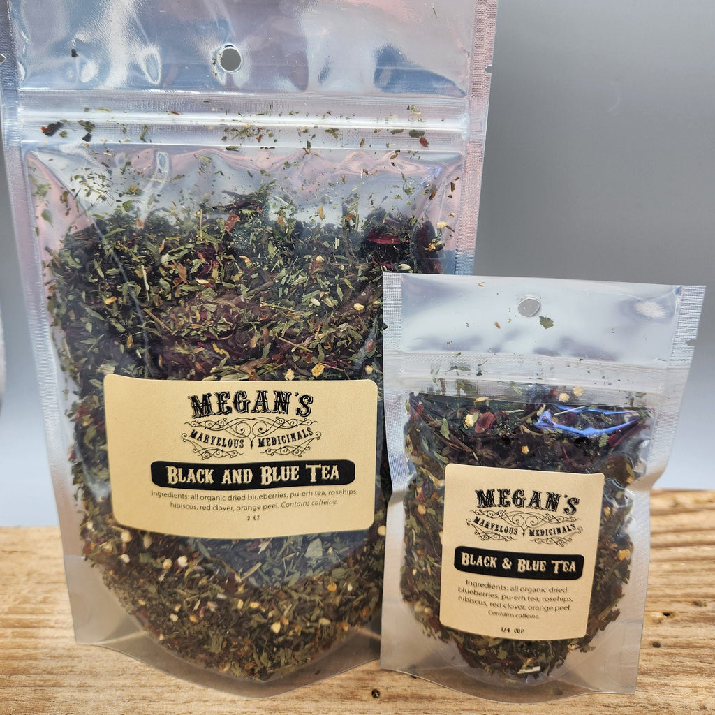 Black and Blue Herbal Tea Organic Blueberry Pu-Erh Blend Loose Leaf Tea