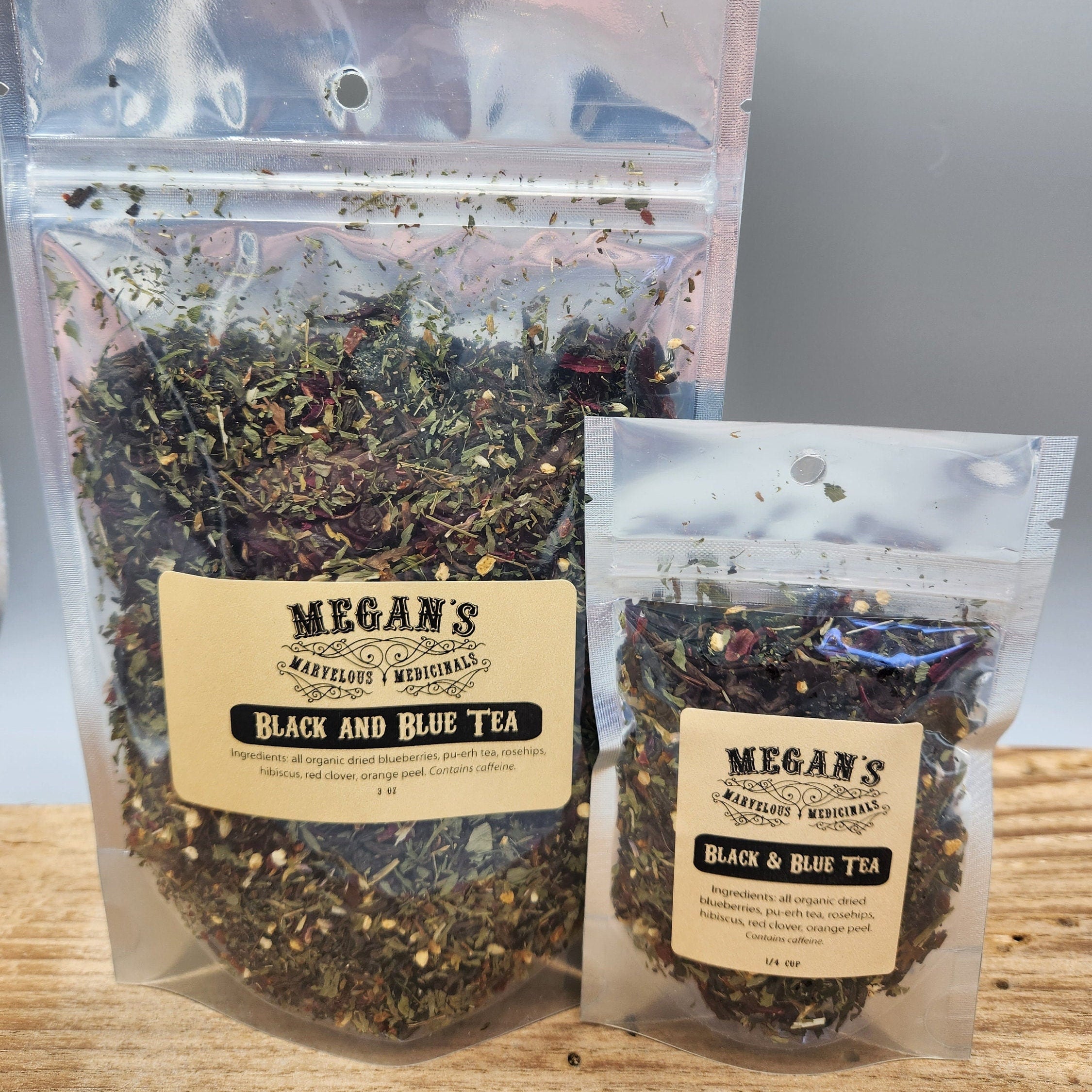 Black and Blue Herbal Tea Organic Blueberry Pu-Erh Blend Loose Leaf Tea