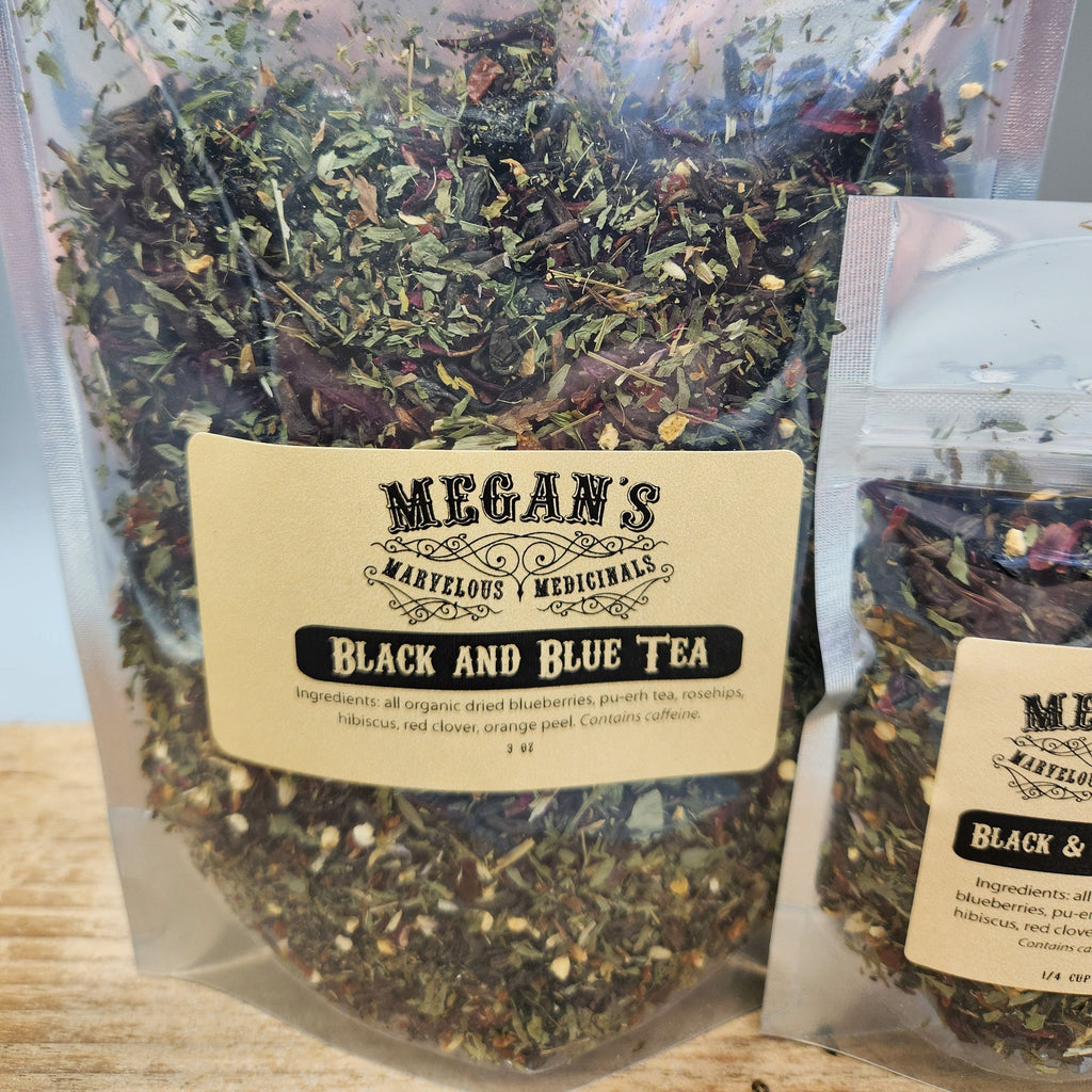 Black and Blue Herbal Tea Organic Blueberry Pu-Erh Blend Loose Leaf Tea