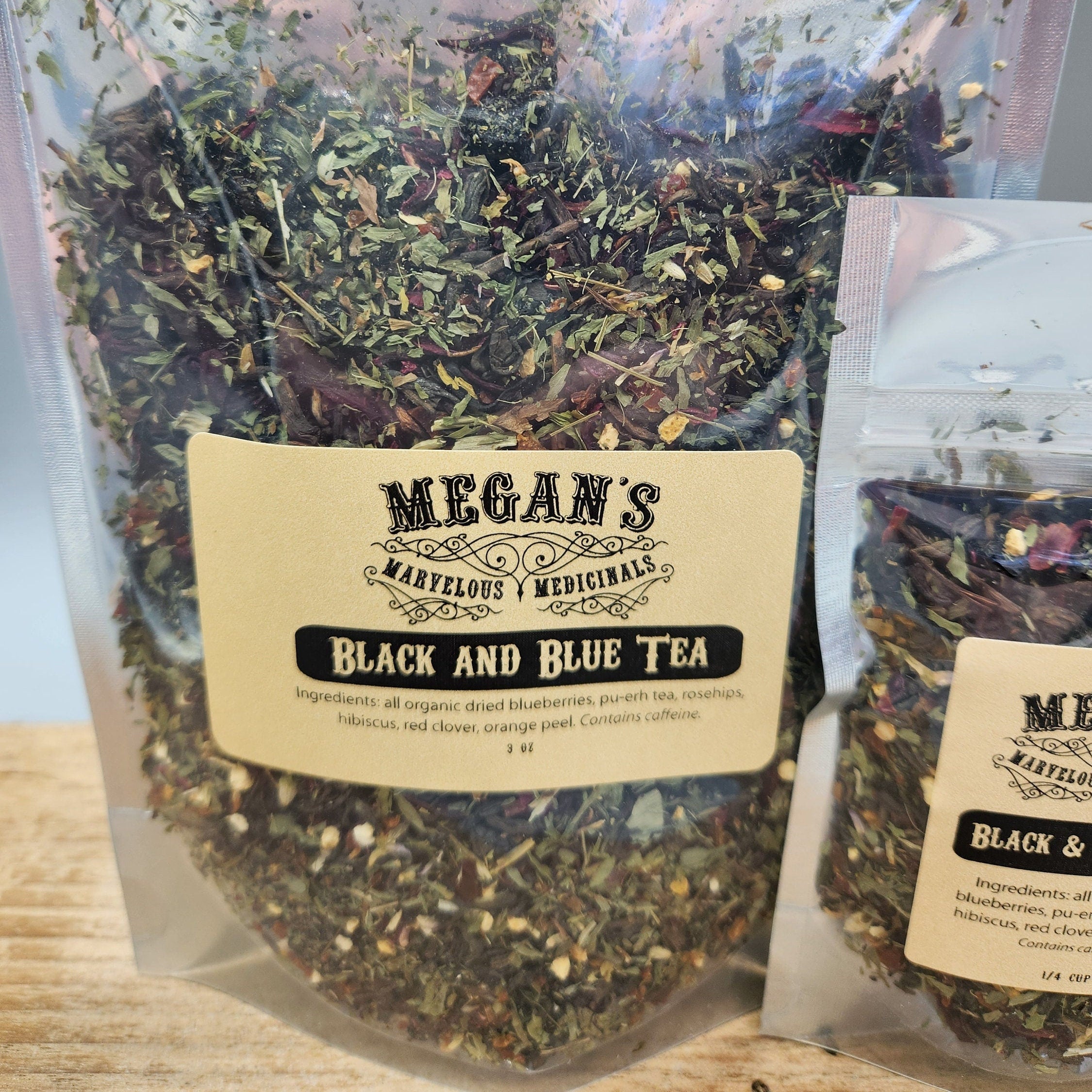 Black and Blue Herbal Tea Organic Blueberry Pu-Erh Blend Loose Leaf Tea