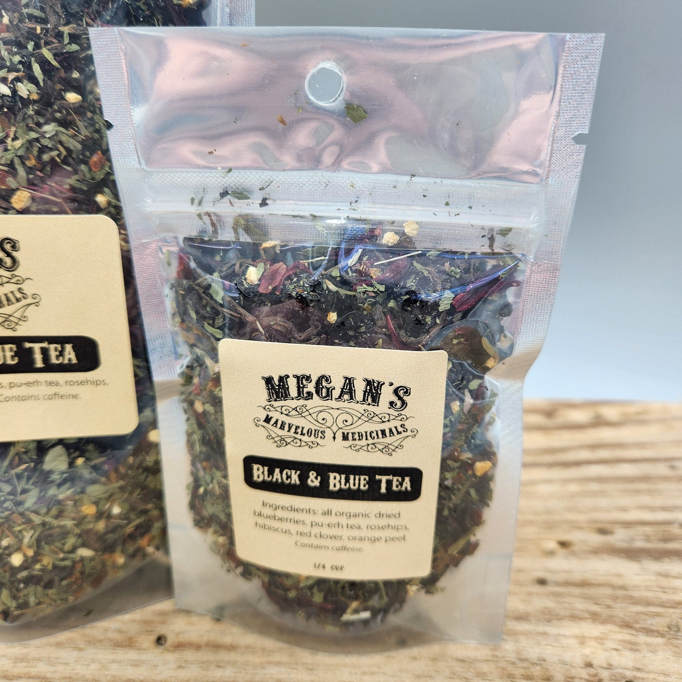Black and Blue Herbal Tea Organic Blueberry Pu-Erh Blend Loose Leaf Tea