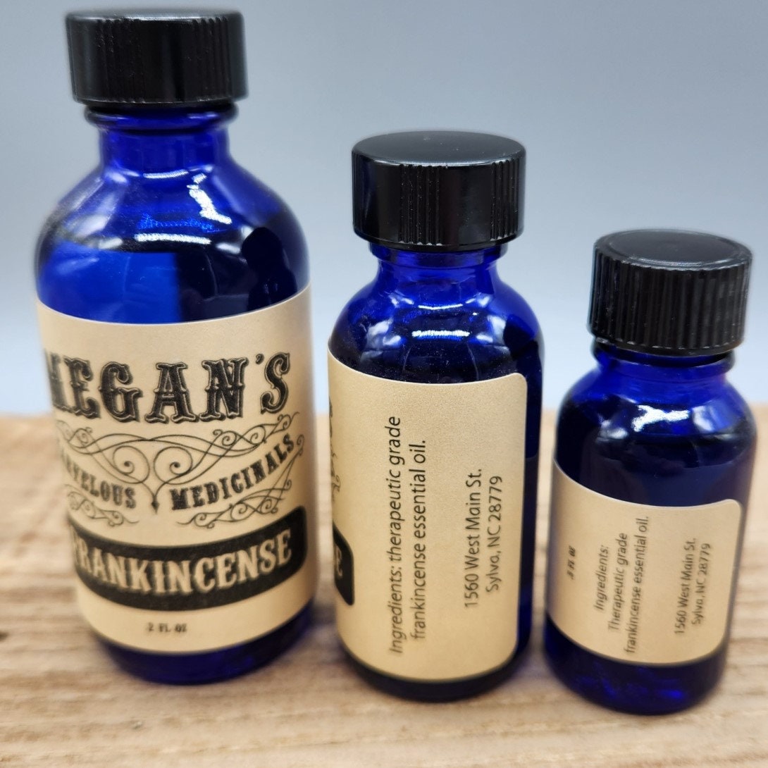 Frankincense Essential Oil – Pure Organic Essential Oil in Blue Glass – for Diffusers, DIY Blends & Aromatic Crafting