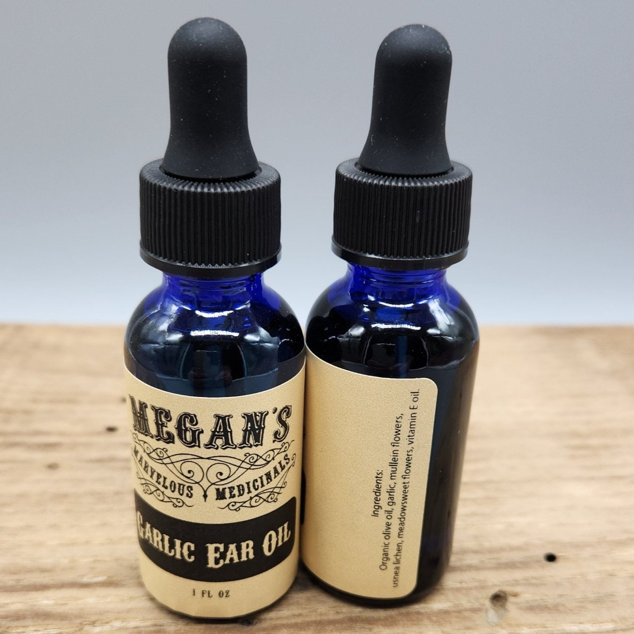 Garlic Ear Oil –  Herbal Botanical Ear Skin Oil with Usnea Mullein Meadowsweet – Olive Oil Infusion, Traditional Apothecary Blend