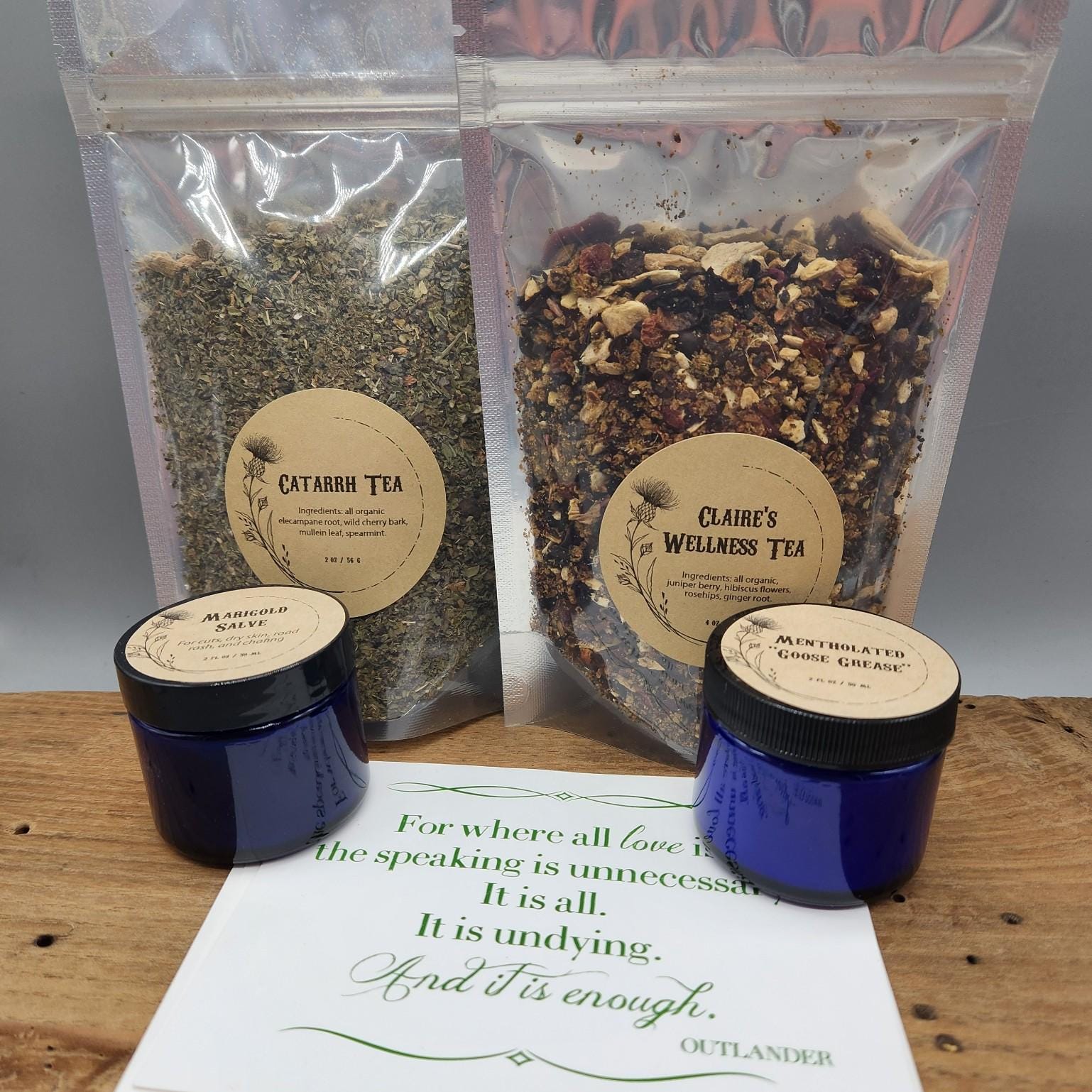 Outlander Inspired Herbal Gift Set – Apothecary Style Teas & Salves – Fantasy Book Lover Gift