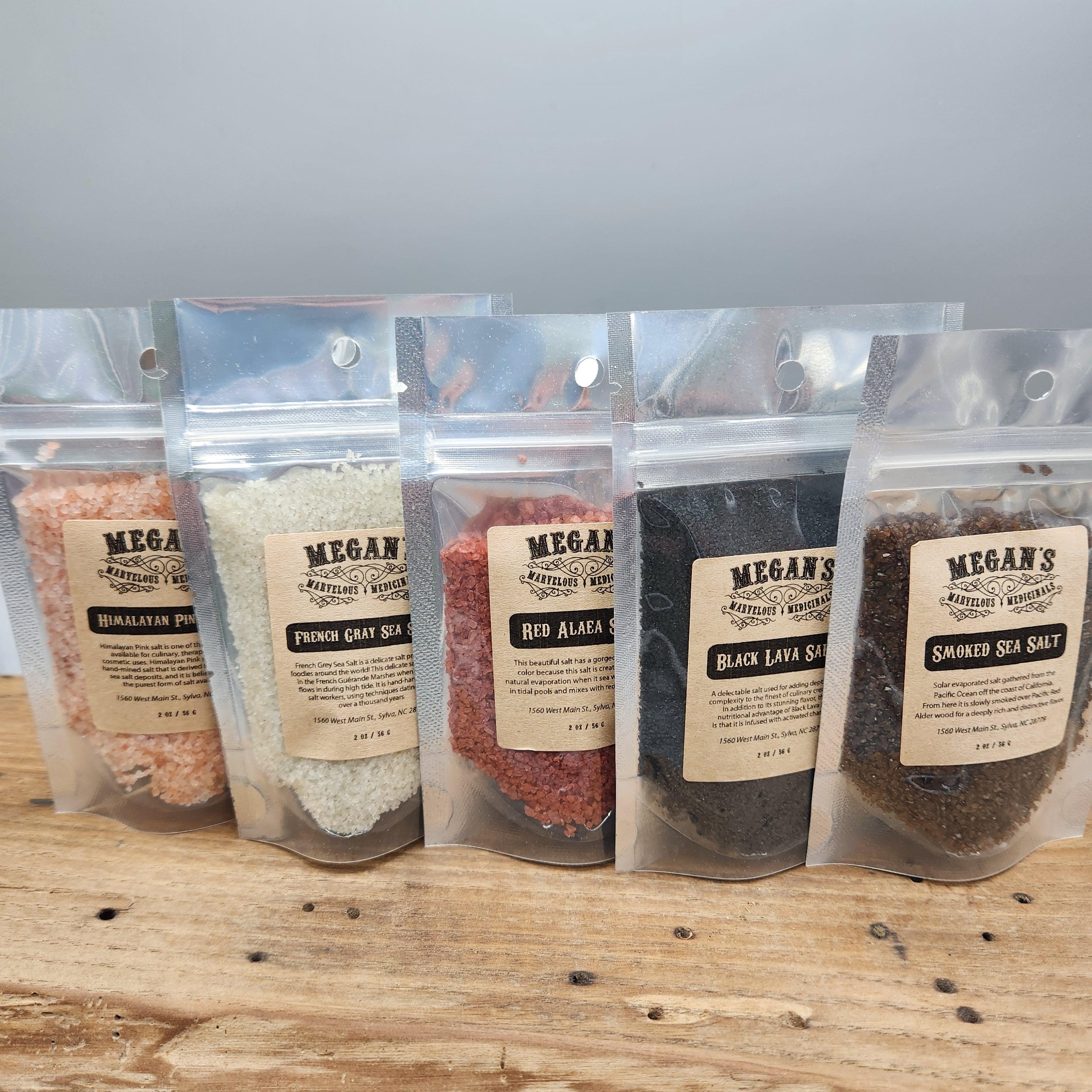 Gourmet Salt Sampler Set – Black Lava, Red Alaea, Smoked, Himalayan & French Grey Sea Salt