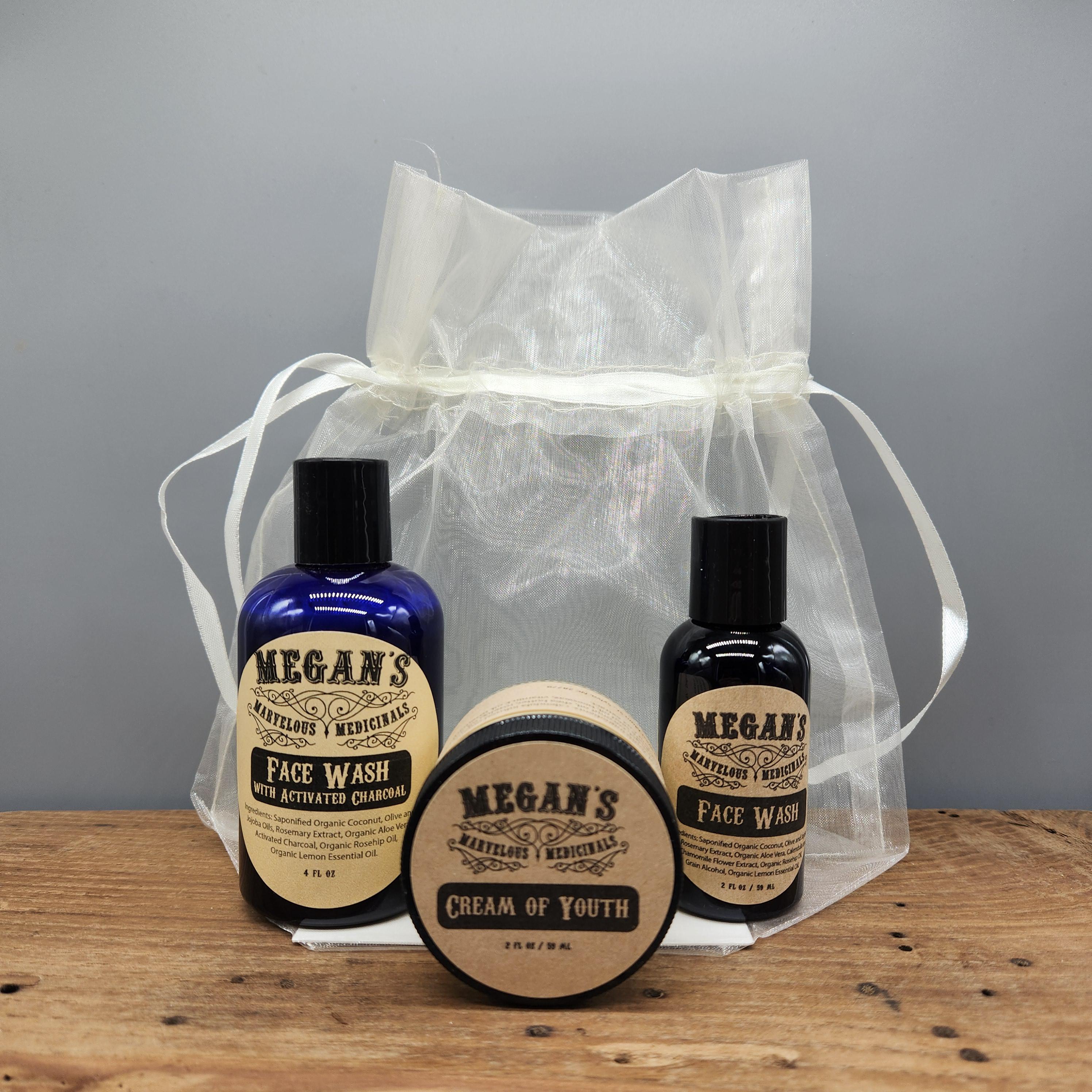 Face Care Gift Set, Face wash, cream of youth, no sulfates, rosehip oil, argan oil, vitamin E, calendula, pomegranate seed oil, gift bag