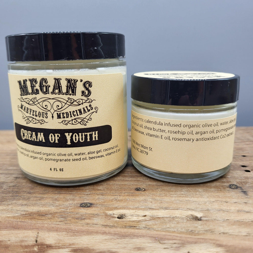 Cream of Youth, Natural Anti Aging Face Cream, Organic Calendula & Argan Oil Moisturizer, Hydrating Rosehip Pomegranate Skin Care, Handmade