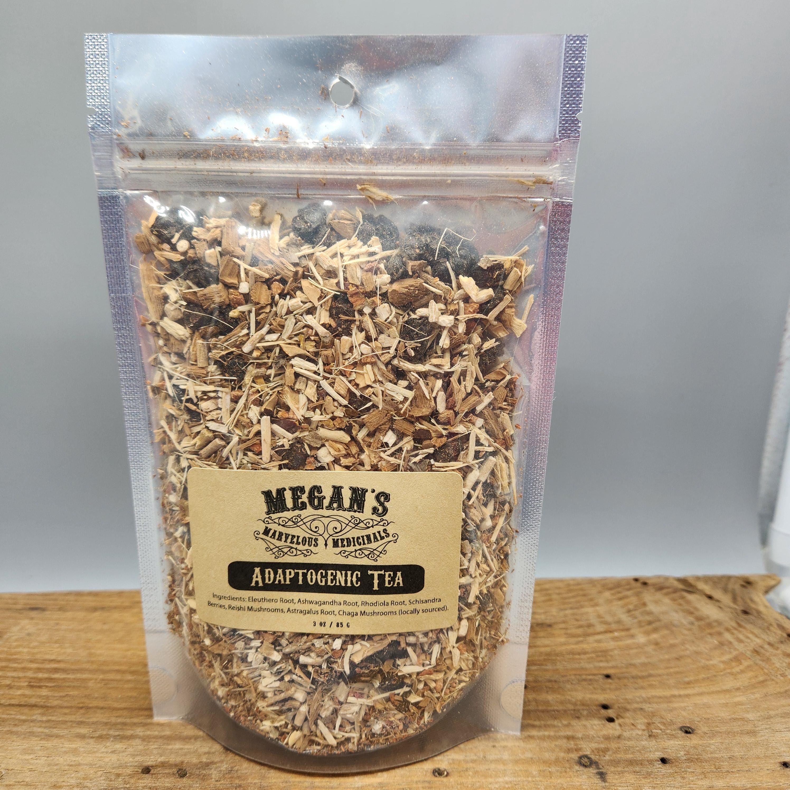 Adaptogen Herbal Organic  Tea Loose Leaf Blend with Ashwagandha, Rhodiola, Schisandra & Reishi  botanical blend