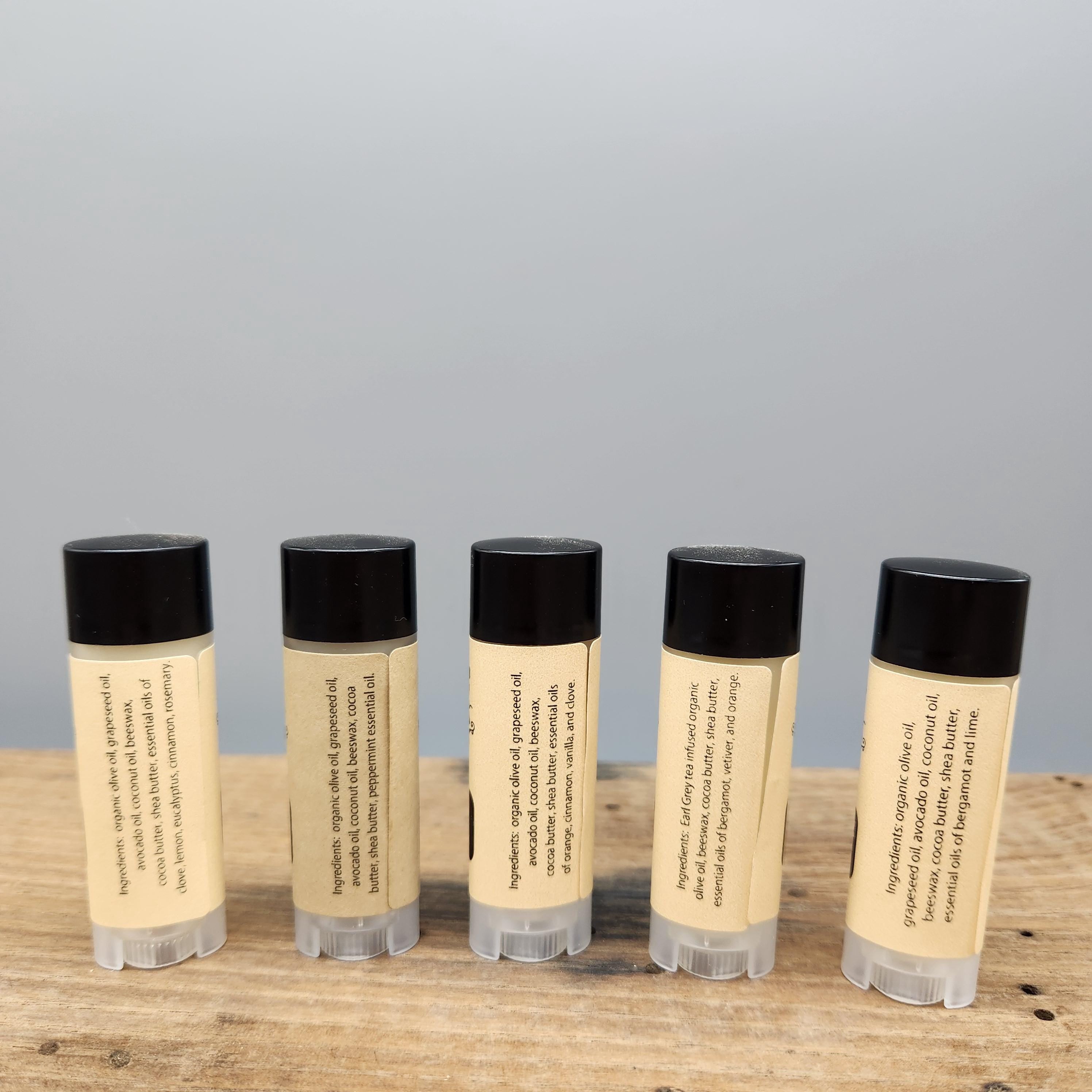 Lip Balm Chapstick – Organic Beeswax, Essential Oil Lip Care – Shea & Cocoa Butter Moisturizing Balm in Natural Scents –oval .18oz Tube