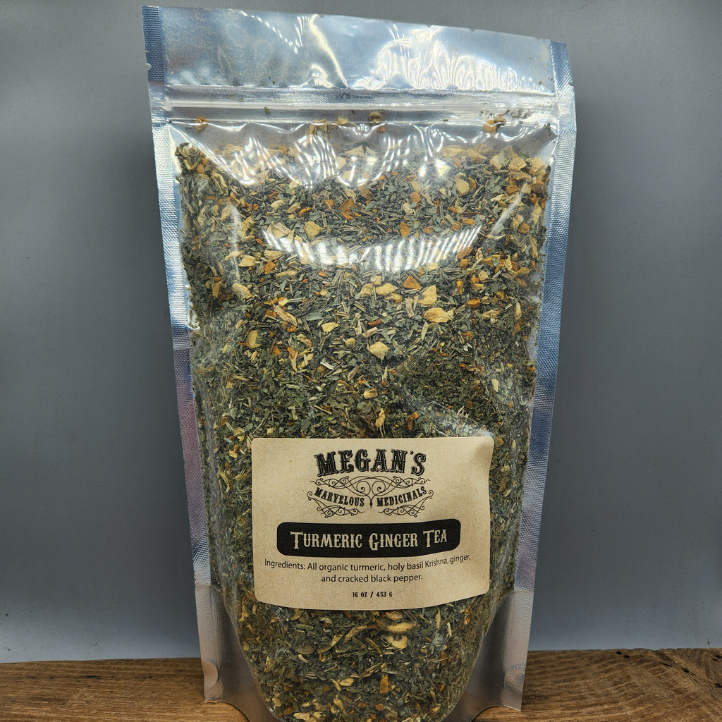 Turmeric Ginger Organic Tea Loose Leaf Herbal Blend Caffeine-Free
