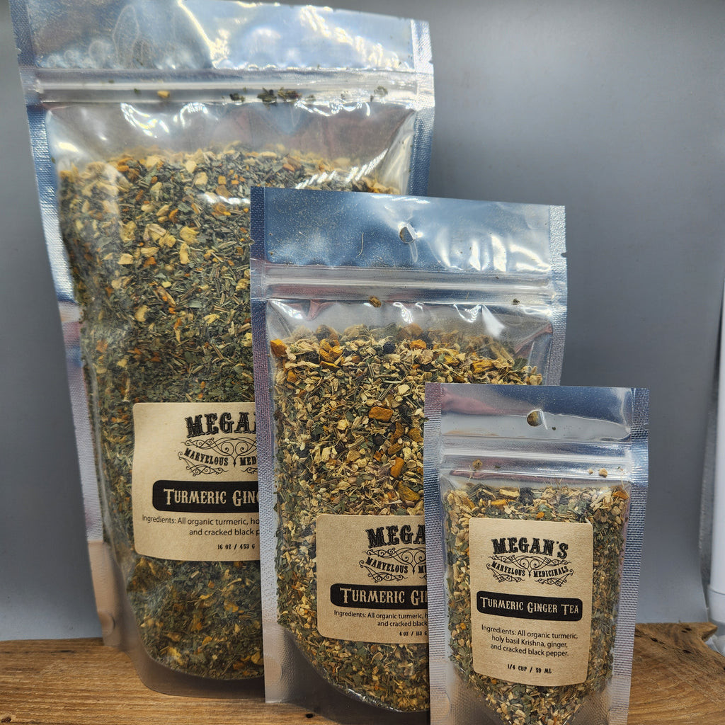 Turmeric Ginger Organic Tea Loose Leaf Herbal Blend Caffeine-Free